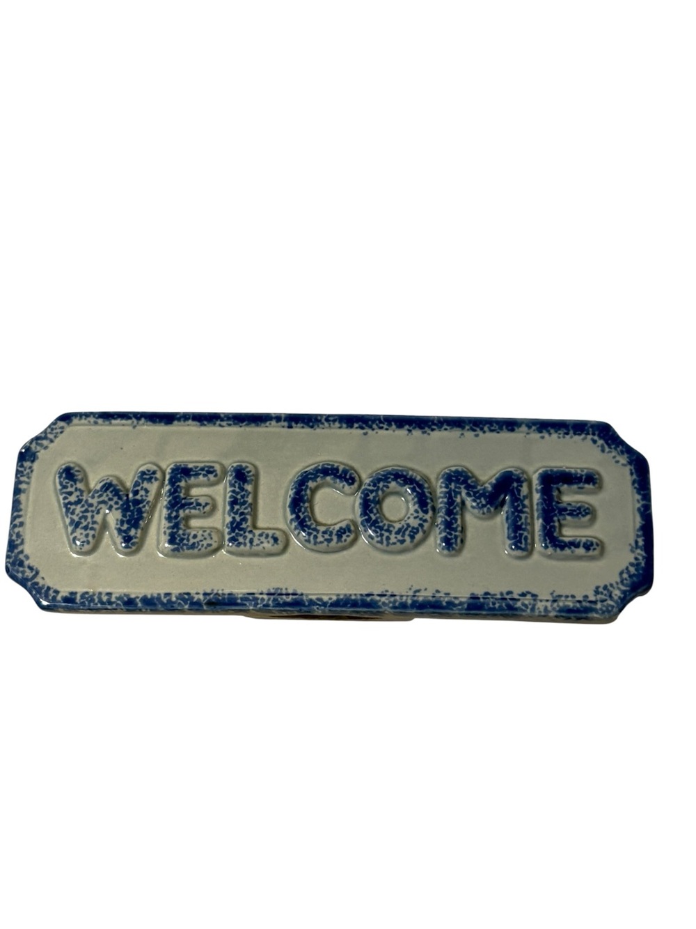 Welcome Plaque - Blue and Cream Home Accent
